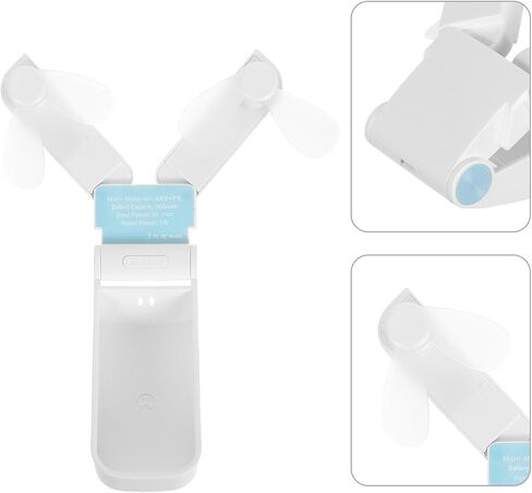 HOMSFOU Portable Mini USB Fan Dual-headed Folding Cooling Fan Rechargeable Lightweight Handheld for Travel Outdoor Use White in Saudi Arabia