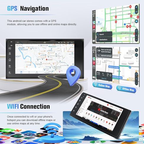 Naifay Android Car Radio for Toyota 4Runner 2003-2009 & Tundra 2003-2006 & Sequoia 2003-2007 Stereo, 7inch IPS Touch Sreen for Corolla with CarPlay Android Auto Bluetooth GPS SWC (Non-J.B.L Version) in Saudi Arabia
