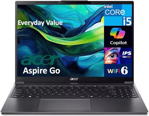 ME2 MichaelElectronics2 Acer Aspire Go Everyday Value Laptop 15.3" IPS WUXGA Display (Intel i5-1334U, 8GB DDR5, 256GB PCIe SSD, Intel UHD, WiFi 6, Webcam, Bluetooth 5.1, Win 11 Pro) in Saudi Arabia