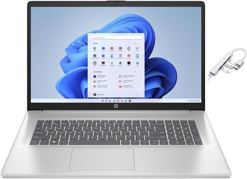 HP 17.3" FHD(1920x1080) Laptop | Intel Core i3-1215U | Intel UHD Graphics | WiFi | Bluebooth | 8GB RAM | 256GB SSD | Windows 11 Home | Bundle with USB 3.0 Hub in Kuwait
