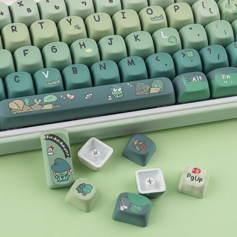 Hyekit Cute Frog Adventure Keycaps, Green Gradient Colorway, MOA Profile, 134-Key Dye-Sublimation PBT Keycap Set for Mechanical Keyboards, Compatible with Cherry MX Switches in Saudi Arabia