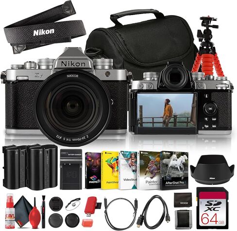 كاميرا Nikon Zf بدون مرآة مع عدسة NIKKOR Z مقاس 24-70 مم f/4 S (فضية)، إطار كامل FX 24.5 ميجابكسل، فيديو 4K، حزمة IBIS ذات 5 محاور مع حقيبة + بطاقة ذاكرة سعة 64 جيجابايت (متجددة) in Kuwait