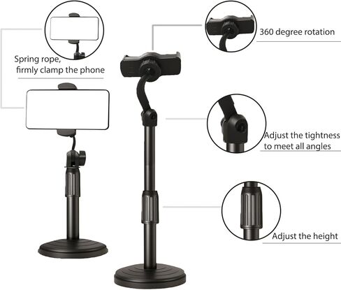Extendable Phone Stand Adjustable Telescoping Flexible Phone Holder with Heavy Base Compatible with Smartphones Tablets in Saudi Arabia