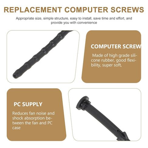 MERRYHAPY 8pcs Vibration Reducing Fan Mounting Screws Anti-Noise Silicone Rubber Pins for Computer Case Cooling Fans, Shock Absorption Rivets Compatible PC Components, Black in Saudi Arabia