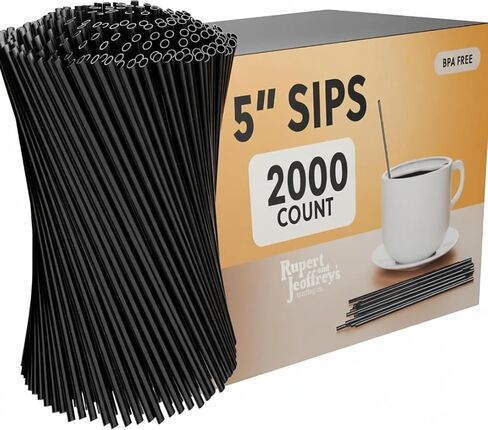 Disposable Plastic Coffee Stirrer Straw - 5 Inch Sip Stir Stick (Black, 1,000 count) in Saudi Arabia