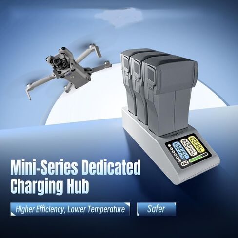 شاحن متوازي LCD لـ DJI Mini 5 Pro/Mini 4 Pro/3 مع كابل شحن، يدعم الشحن السريع PD، يشحن ما يصل إلى 3 بطاريات في وقت واحد in Saudi Arabia