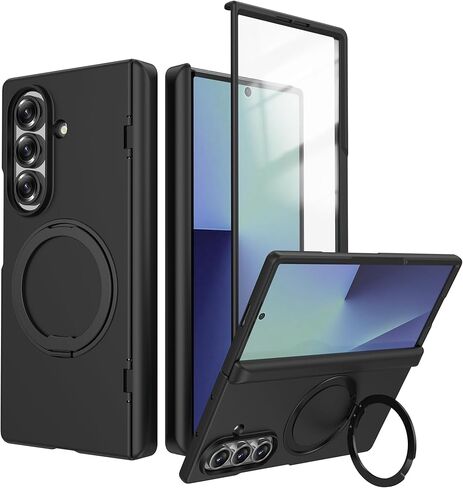for Samsung Galaxy Z Fold 7 Case with Hinge Protection,360 Degree Rotating Ring Holder Built-in Screen Protector Shockproof All-Inclusive Protective Phone Cover 2025 (Green) in Saudi Arabia