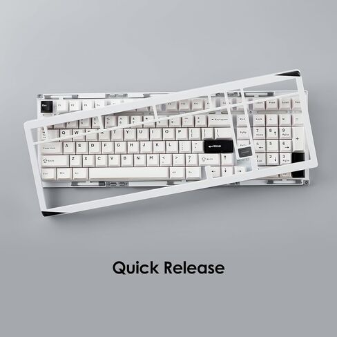 Akko Gem 02 QMK/VIA لوحة مفاتيح ميكانيكية من الألومنيوم ثلاثية الوضع RGB لوحة مفاتيح ألعاب لاسلكية قابلة للتبديل السريع، أسود على أبيض، مفتاح وردي ممتاز مشحم مسبقًا in Kuwait