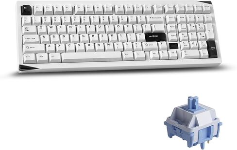Akko Gem 02 QMK/VIA لوحة مفاتيح ميكانيكية من الألومنيوم ثلاثية الوضع RGB لوحة مفاتيح ألعاب لاسلكية قابلة للتبديل السريع، أسود على أبيض، مفتاح وردي ممتاز مشحم مسبقًا in Kuwait
