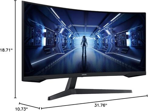 شاشة الألعاب Samsung Odyssey G5 مقاس 34 بوصة، منحنية WQHD، 1000R UltraWide، 165 هرتز، 1 مللي ثانية، FreeSync Premium، أسود، مع كابل GSF HDMI in Kuwait