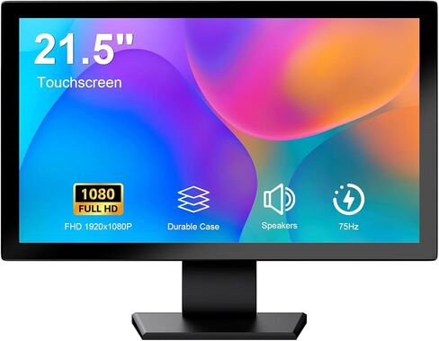 شاشة لمس 21.5 بوصة FHD 1920x1080P شاشة كمبيوتر صناعية، شاشة كمبيوتر تعمل باللمس HDMI VGA لأجهزة الكمبيوتر المحمول PS4 Xbox، شاشة لمس سطح المكتب 75 هرتز، أسود in Saudi Arabia