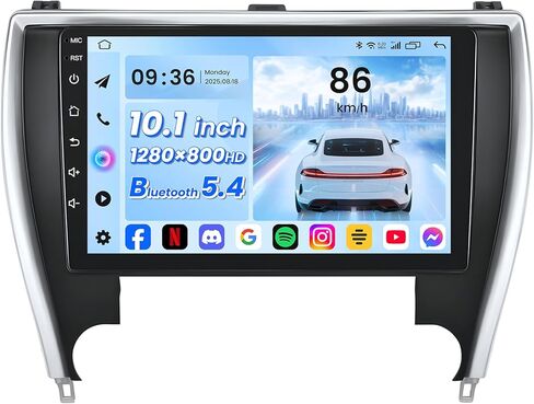 تويوتا كامري راديو ستيريو لعام 2015 2016 2017 - ترقية 1280 * 800 شاشة لمس 5GWIFI6 Bluetooth5.4 FM 32EQ التحكم الصوتي GPS SWC Android Auto CarPlay in Kuwait