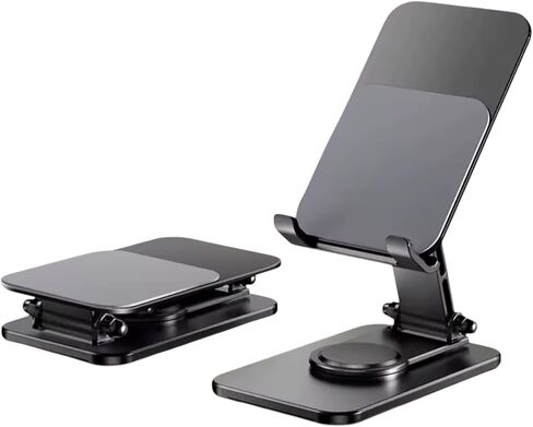 Foldable Phone & Tablet Stand – Adjustable Rotating Bracket for iPad, Mobile Phones – Portable Desktop Holder for Desk, Counter, Office & Home Use (Silver) in Saudi Arabia