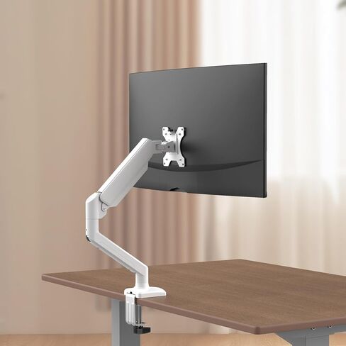 GRIFEMA GB2003W-1 Single Monitor Arm Desk Mount for 13" to 32" Screen, Gas Spring Single Monitor Stand, Weight 2-9KG, Height Adjustable VESA 75 & 100mm, White in Saudi Arabia