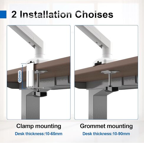 GRIFEMA GB2003W-1 Single Monitor Arm Desk Mount for 13" to 32" Screen, Gas Spring Single Monitor Stand, Weight 2-9KG, Height Adjustable VESA 75 & 100mm, White in Saudi Arabia