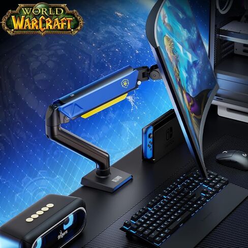 حامل شاشة Blizzard Wow، ذراع شاشة زنبركية قابلة للتعديل لجهاز كمبيوتر مقاس 17 ~ 32 بوصة، يحمل شاشات عادية أو منحنية بوزن 19.8 رطل، حامل 75/100 Vesa، تثبيت بمشبك/مثقوب (أزرق متحالف) in Kuwait