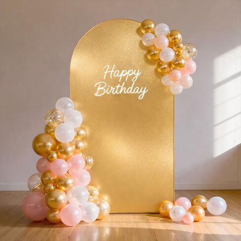 Gold Shimmer Arch Backdrop Cover Set of 3(6 6.6 7.2FT),Glitter Spandex Fitted Chiara Cover with Zipper,Thick Soft Stretchy Sequin for Wedding Birthday Party Baby Shower Photo Backdrop Decoration in Saudi Arabia