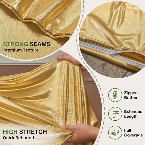 Gold Shimmer Arch Backdrop Cover Set of 3(6 6.6 7.2FT),Glitter Spandex Fitted Chiara Cover with Zipper,Thick Soft Stretchy Sequin for Wedding Birthday Party Baby Shower Photo Backdrop Decoration in Saudi Arabia