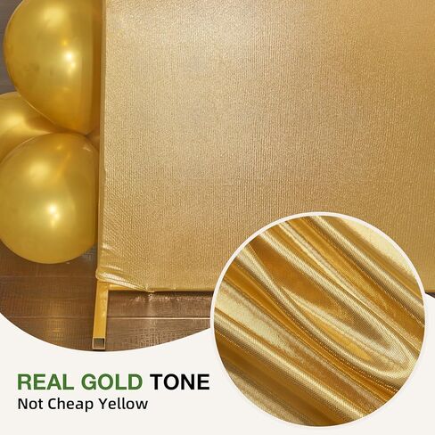 Gold Shimmer Arch Backdrop Cover Set of 3(6 6.6 7.2FT),Glitter Spandex Fitted Chiara Cover with Zipper,Thick Soft Stretchy Sequin for Wedding Birthday Party Baby Shower Photo Backdrop Decoration in Saudi Arabia