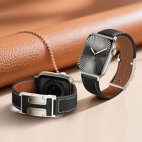 Charlam Leather Magnetic Watch Band, Compatible with Apple Watch Bands 40mm 38mm 41mm 42mm 44mm 45mm 46mm 49mm Women Men, Top Grain Leather Designer Strap for iWatch Series 11/10/9/8/7/6-1/Ultra 3/SE3 in Saudi Arabia