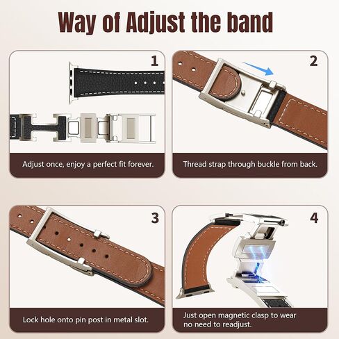 Charlam Leather Magnetic Watch Band, Compatible with Apple Watch Bands 40mm 38mm 41mm 42mm 44mm 45mm 46mm 49mm Women Men, Top Grain Leather Designer Strap for iWatch Series 11/10/9/8/7/6-1/Ultra 3/SE3 in Saudi Arabia