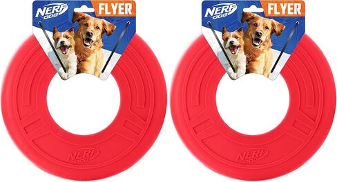 Nerf Dog Atomic Flyer Dog Toy, Flying Disc, Lightweight, Durable and Water Resistant, Great for Beach and Pool, 10 inch Diameter, for Medium/Large Breeds, Single Unit, Red in Saudi Arabia
