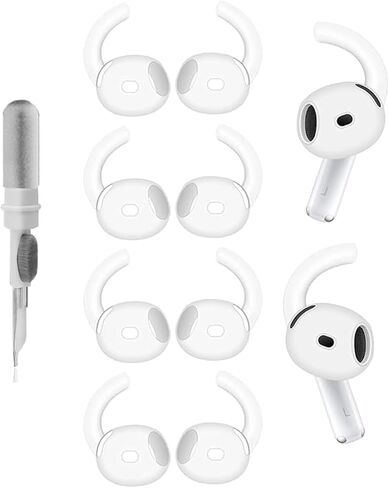 ALXCD Sport Eartips Compatible with AirPods 4 4th Generation Earbuds, Anti-Slip Earhook Sport Ear Tips Cover Replacement with Cleaner kit Compatible with AirPods 4 8S+1 White in Saudi Arabia