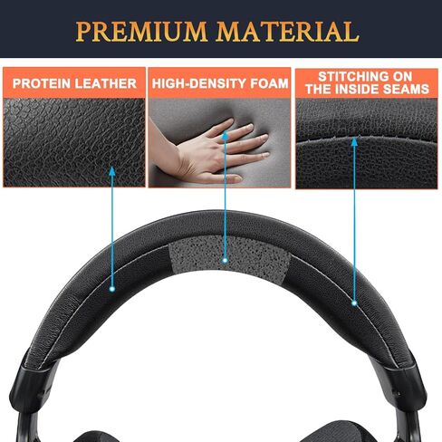 SOULWIT Headband Cover for Sony MDR-V600/Z600/V900/V900HD/7509HD Headphones, Replacement Headstrap Pad Repair Part - Black in Saudi Arabia