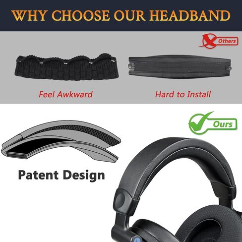 SOULWIT Headband Cover for Sony MDR-V600/Z600/V900/V900HD/7509HD Headphones, Replacement Headstrap Pad Repair Part - Black in Saudi Arabia