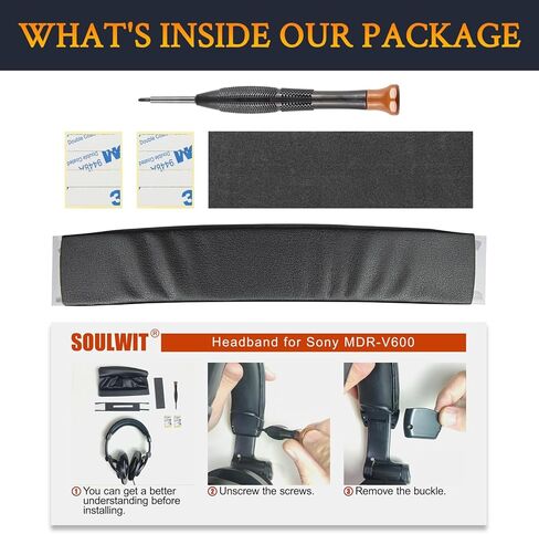 SOULWIT Headband Cover for Sony MDR-V600/Z600/V900/V900HD/7509HD Headphones, Replacement Headstrap Pad Repair Part - Black in Saudi Arabia