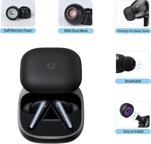 Memory Foam Ear Tips with Dust Mesh for Anker Soundcore Liberty 5 / Liberty 4 Pro Earbuds/Sport X20 (Not for Liberty 4 NC), Anti-Slip Replacement Ear Tip, No Silicone Pain, 3 Pairs (SML) in Kuwait