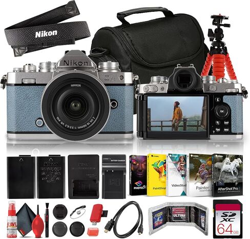 Nikon Zfc Mirrorless Camera with NIKKOR Z DX 16-50mm f/3.5-6.3 VR Lens (Chalk Blue), 20.9MP DX, 4K Video, Retro Design Bundle + 64GB Memory Card (Renewed) in Saudi Arabia