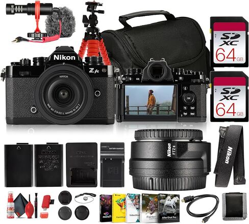 Nikon Zfc Mirrorless Camera Black with 16-50mm Lens 20.9MP DX 4K Video Bundle with + FTZ II Mount Adapter + Bag + Tripod + 3PC Filter Kit + 64GB Card (Renewed) in Saudi Arabia