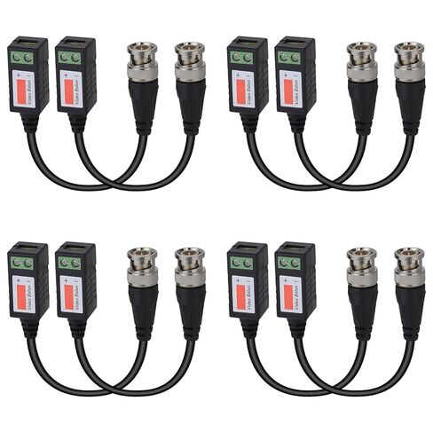 Video Balun Connectors 4 Pairs Cat5 HD Mini CCTV BNC Passive Video Balun Transceiver Cable Twisted Transmitter for BNC Male Cable via CAT5/5E/6 CCTV Camera Systems in Saudi Arabia