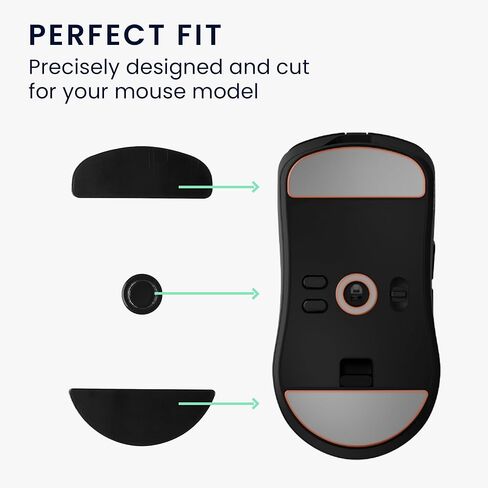 kwmobile Mouse Feet Replacement Compatible with ASUS ROG Harpe II Ace Computer Mouse Skates Sticker - Black in Saudi Arabia