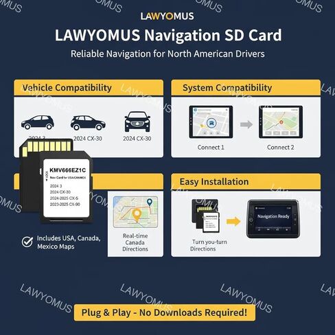 Updated KMV666EZ1C GPS Navigation SD Card Compatible with 2024 Mazd* 3 / CX30, 2024-2025 CX5, 2023-2025 CX90, USA/CAN/MEX Maps in Saudi Arabia