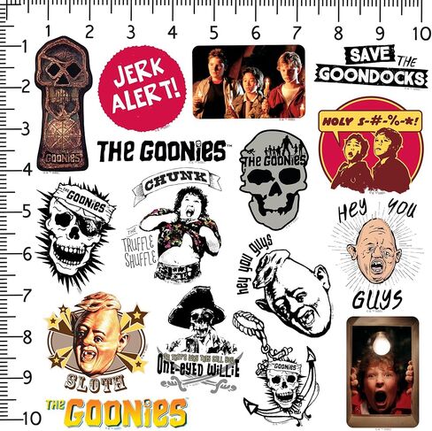 مجموعة متنوعة من الملصقات الفاخرة الكبيرة من الفينيل مقاس 50 قطعة من The Goonies - ملصقات مقطوعة بالقالب لأجهزة الكمبيوتر المحمول وزجاجة المياه والكمبيوتر اللوحي والاستخدام الداخلي والخارجي in Kuwait