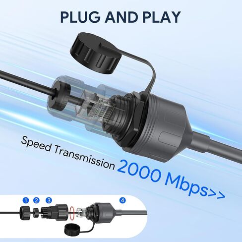 Starlink Ethernet Adapter Performance Gen 3 – 1FT/30CM Waterproof RJ45 Coupler & Ethernet Cable Extension for Performance Gen 3 Dish, Plug-and-Play, High-Speed Data Transmission, Outdoor Use (2 Pack) in Saudi Arabia