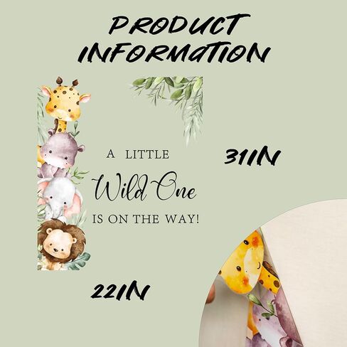 ملصق Upfirst A Little Wild One is on The Way - ديكور حمام الطفل على شكل حيوانات الغابة، ملصق حائط على شكل قوس بالون للحيوانات البرية، ملصق حائط على شكل قوس صورة، يكشف عن الجنس لوازم ديكور الحفلات (ملصقات جدارية على شكل حيوانات) in Kuwait