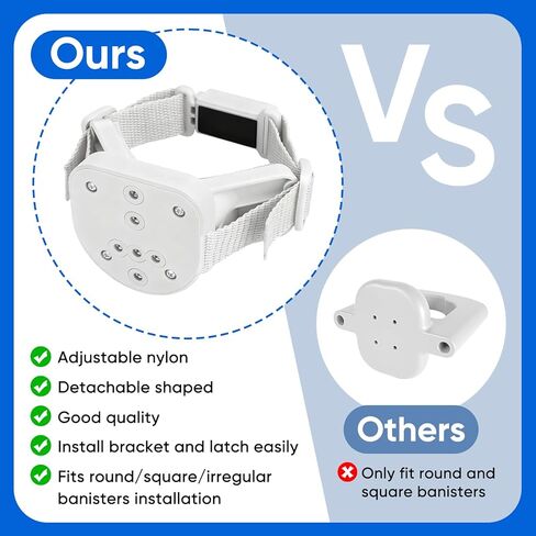 2Pcs Baby Gate Stair Railing Banister Adapter, Fits 1.9-4.72'' Diameter Universal Banisters, Wide Square/Round Railings No-Drilling Mounting Fittings for Retractable Gates, (White) in Saudi Arabia