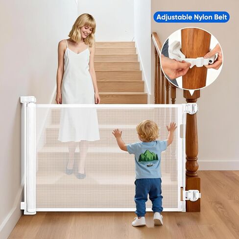 2Pcs Baby Gate Stair Railing Banister Adapter, Fits 1.9-4.72'' Diameter Universal Banisters, Wide Square/Round Railings No-Drilling Mounting Fittings for Retractable Gates, (White) in Saudi Arabia