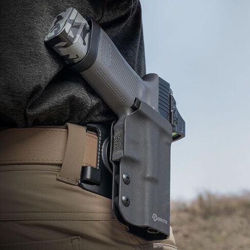 GRITR OWB Kydex Right/Left Hand Gun Holster Fits Glock 19 - Optic Cut, Compatible with Safariland QLS/G-Code RTI Attachments, Adjustable Belt Loops, Open Bottom, Adjustable Cant in Kuwait