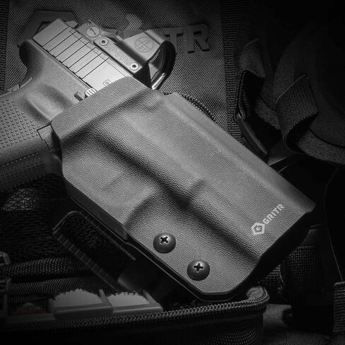 GRITR OWB Kydex Right/Left Hand Gun Holster Fits Glock 19 - Optic Cut, Compatible with Safariland QLS/G-Code RTI Attachments, Adjustable Belt Loops, Open Bottom, Adjustable Cant in Kuwait