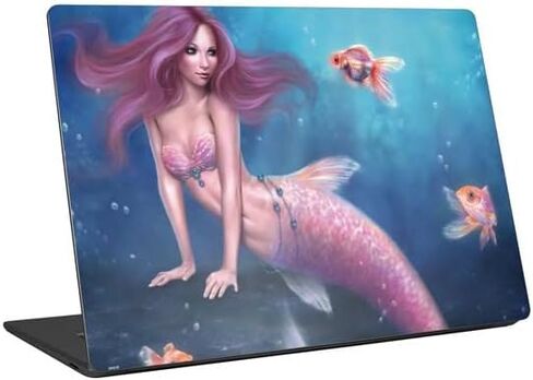 Skinit Laptop Decal Skin Compatible with Universal Laptop 17in (13.8 x 10in) - Tate and Co. Aurelia Mermaid with Fish Design in Saudi Arabia