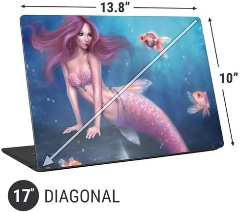 Skinit Laptop Decal Skin Compatible with Universal Laptop 17in (13.8 x 10in) - Tate and Co. Aurelia Mermaid with Fish Design in Saudi Arabia