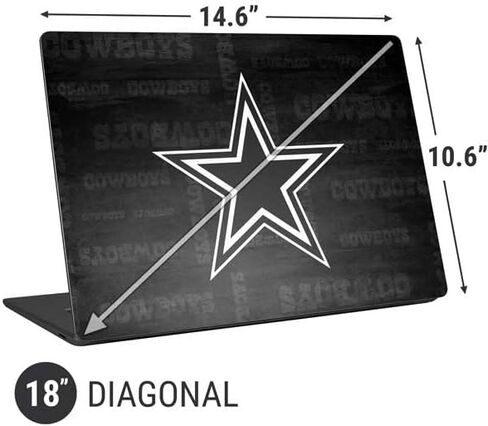ملصق Skinit للكمبيوتر المحمول متوافق مع الكمبيوتر المحمول العالمي مقاس 18 بوصة (14.6 × 10.6 بوصة) - تصميم مرخص رسميًا من NFL Dallas Cowboys باللونين الأبيض والأسود in Kuwait