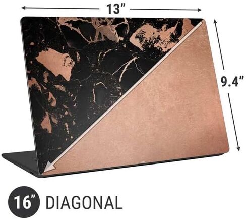 ملصق Skinit للكمبيوتر المحمول متوافق مع الكمبيوتر المحمول العالمي مقاس 16 بوصة (13 × 9.4 بوصة) مصمم في الأصل بتصميم منفصل من الرخام باللونين الأسود والوردي in Kuwait