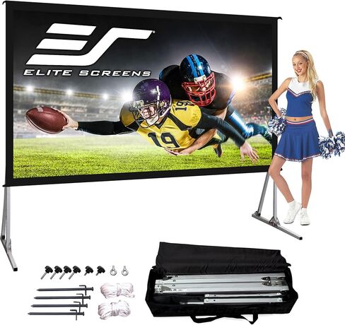 Elite Screens Yard Master Lite, 125-inch Outdoor Projector Screen 16:9 Double Sided Wrinkle-Free Foldable Portable Indoor Movie Projection Screen, | US Based Company 2-Year Warranty,OMS125HLITE in Saudi Arabia