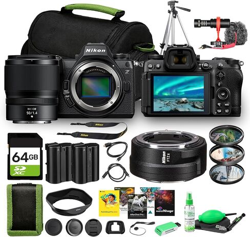 Nikon Z6 III FX Mirrorless Camera Kit 50mm f/1.4 20fps 6K Video Bundle with Bag + Cleaning Kit + Micro HDMI Cable + Flexible Tripod + 62mm 3 Piece High Resolution Filter Kit + 64GB Memory Card in Saudi Arabia