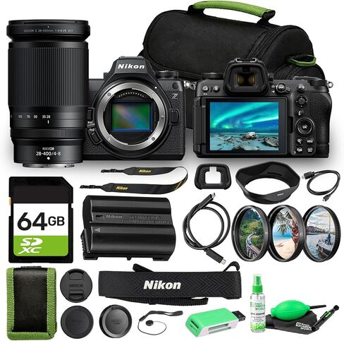 Nikon Z6 III FX Mirrorless Camera Kit 28-400mm VR 24.5MP 20fps 6K Video Bundle with Bag + Cleaning Kit + Professional MC 3 Piece Filter Kit 77mm UV/CPL/F + 64GB Memory Card in Saudi Arabia